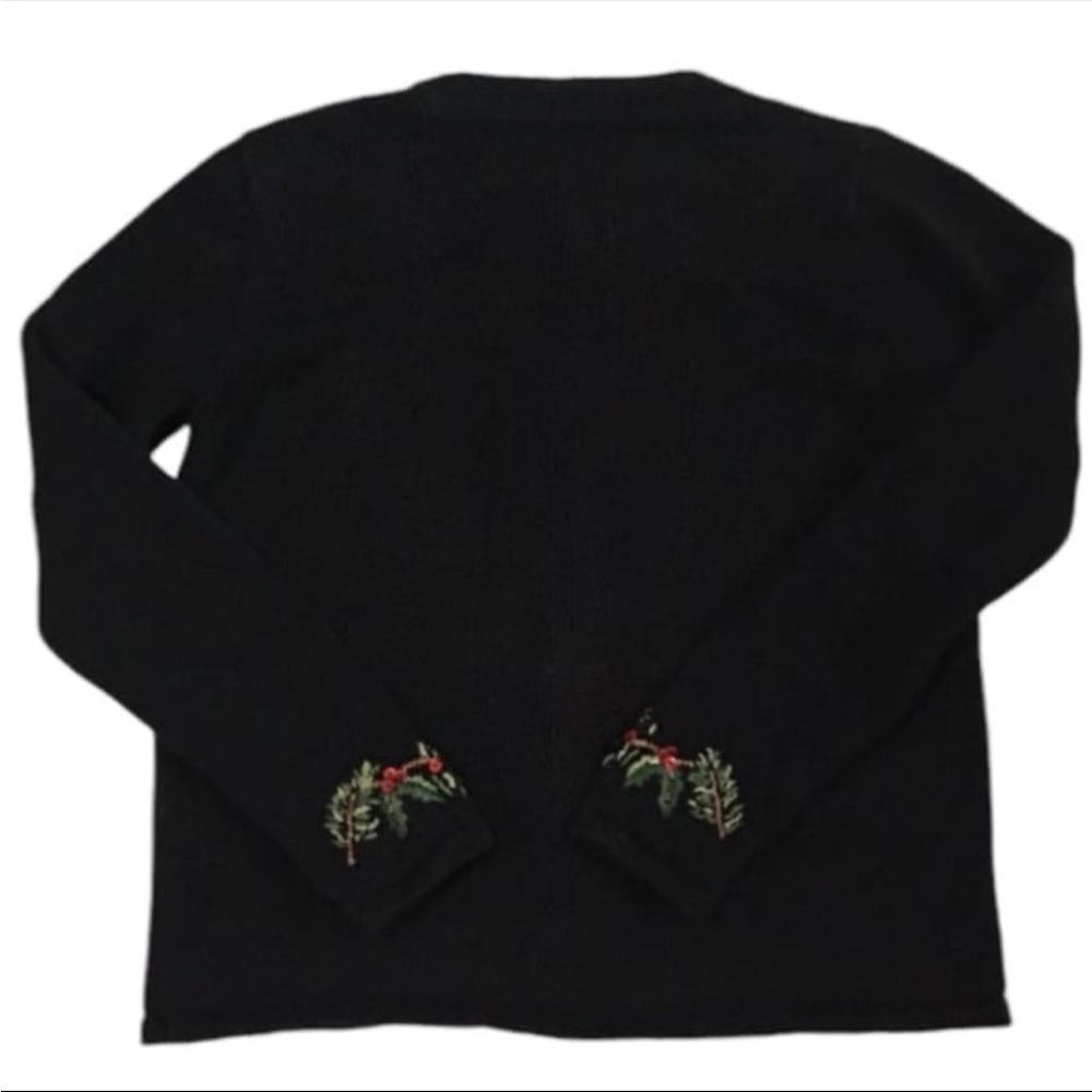 Vintage Christmas Sweater M Cardinal Bird Sequin Embroidered Zip Cardigan - Picture 5 of 8
